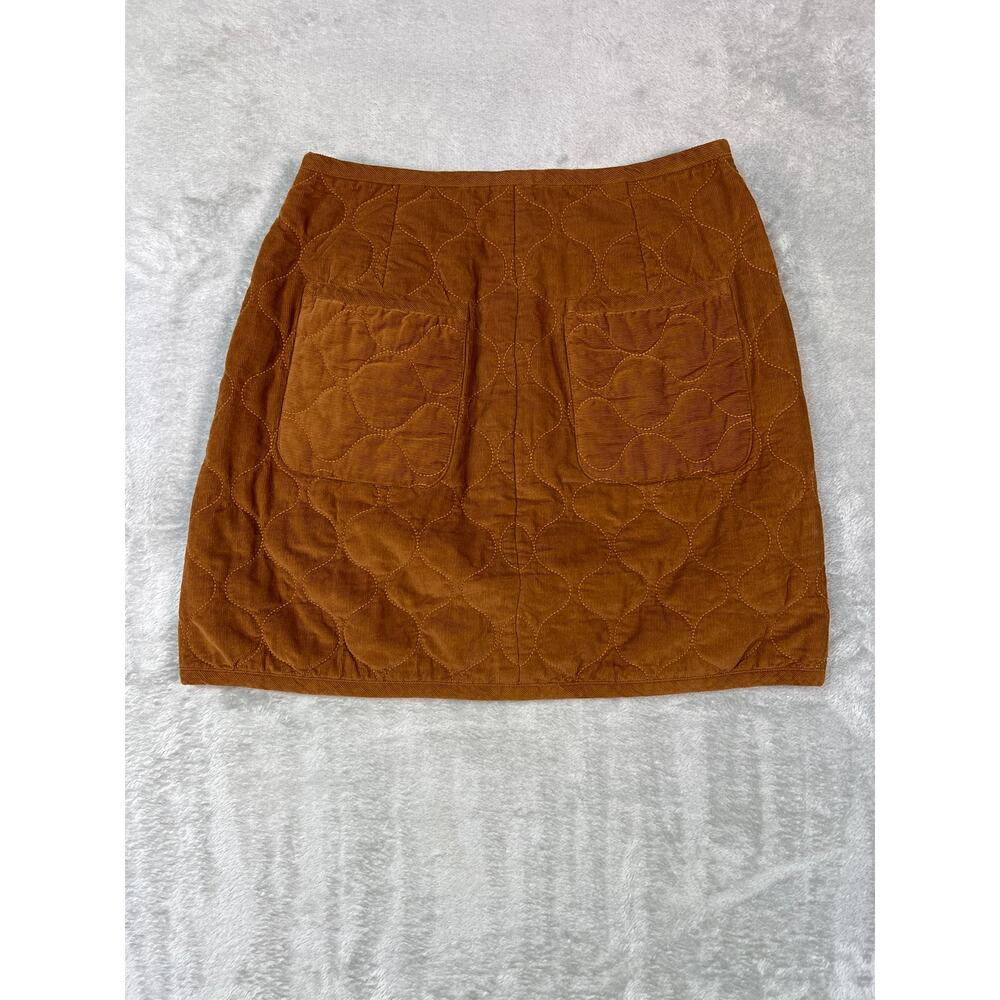 Madewell Quilted Mini Skirt Brown Corduroy Button Wrap Size 2 - Picture 6 of 7